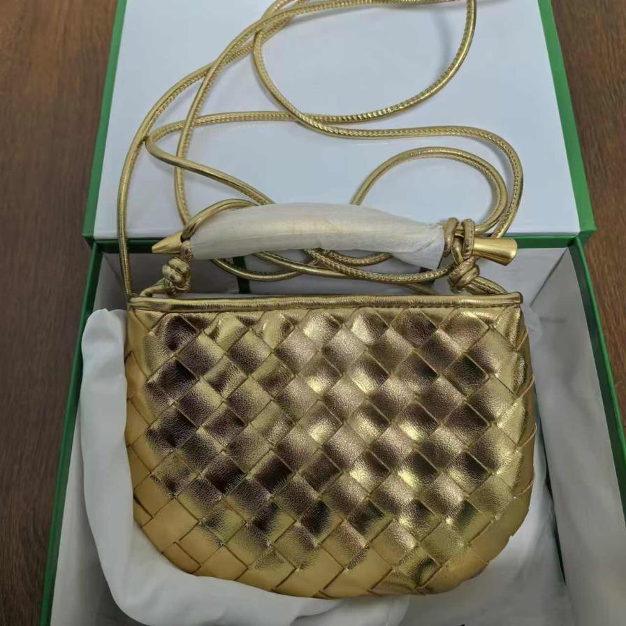 Special offer! BV Bottega Veneta gold lambskin bag 20cm