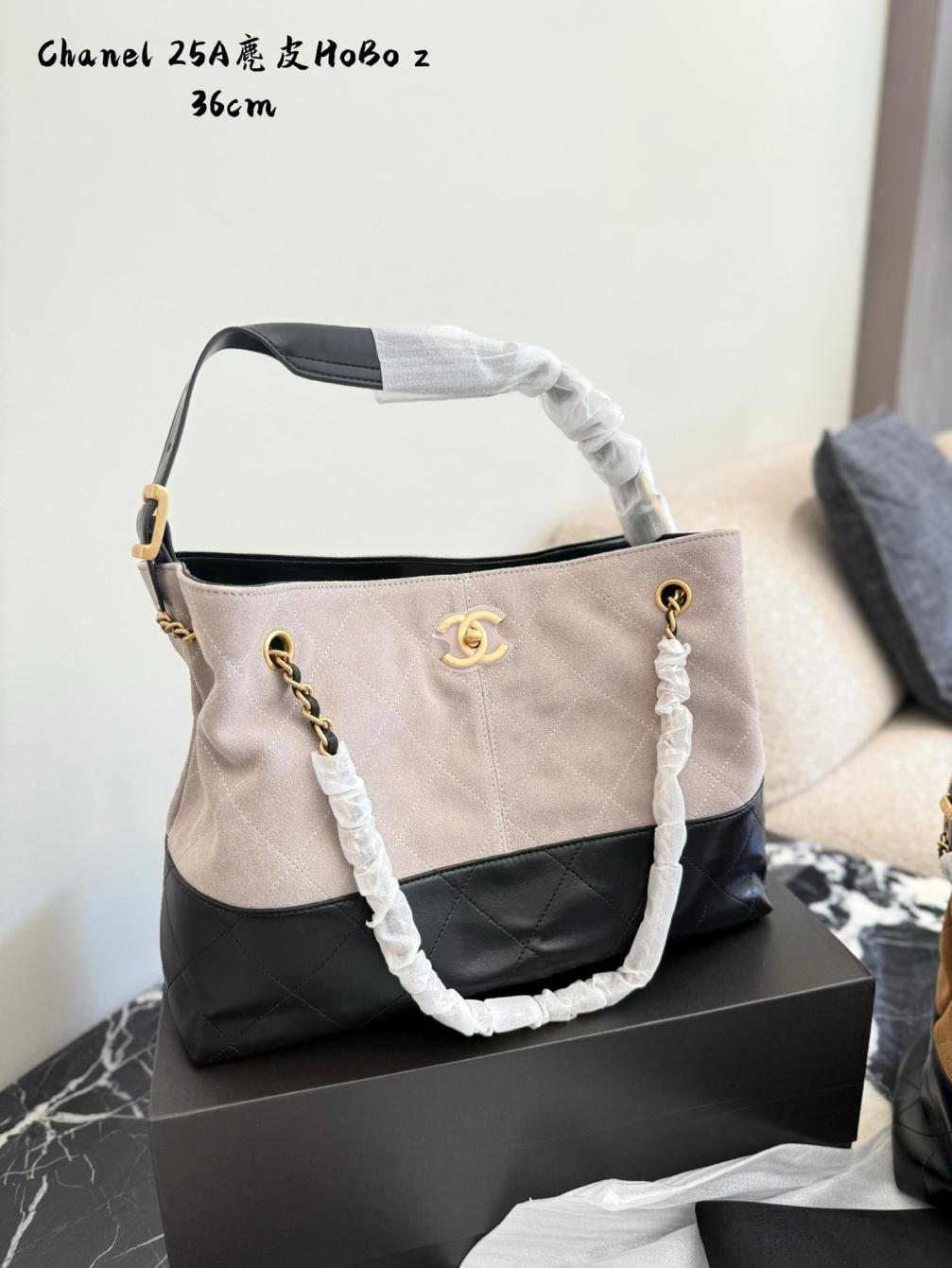 Chanel 25A chamois hobo tote bag 139051