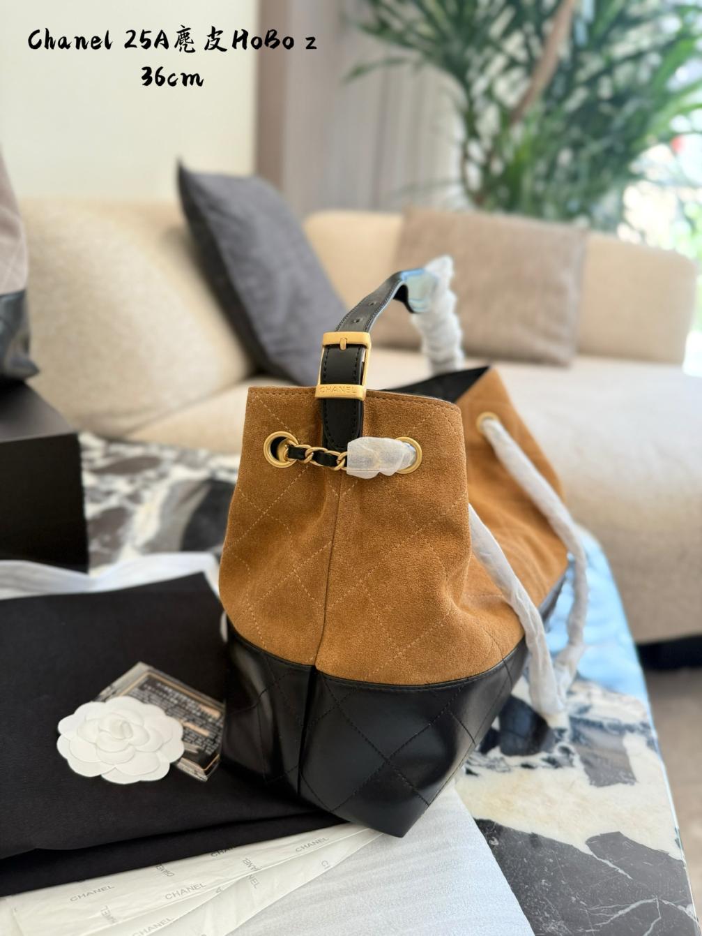 Chanel 25A chamois hobo tote bag 139051