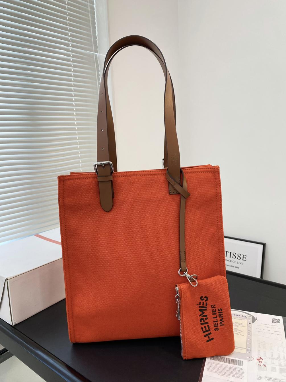 Hermes tote canvas handbag