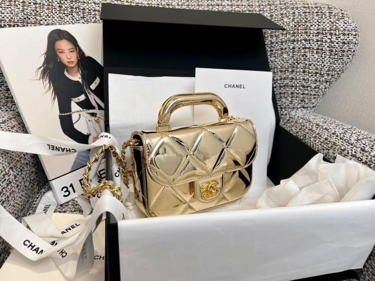 Chanel gold leather bag