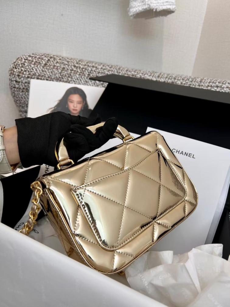 Chanel gold leather bag