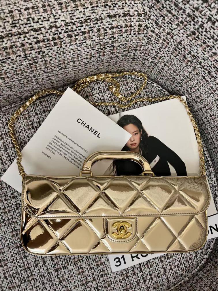 Chanel gold leather bag