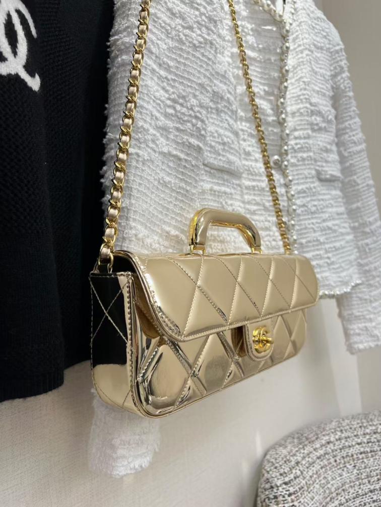 Chanel gold leather bag